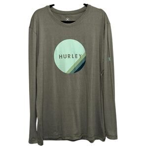 Hurley Performance Long Sleeve Shirt Rash Guard Style Logo Graphic Large